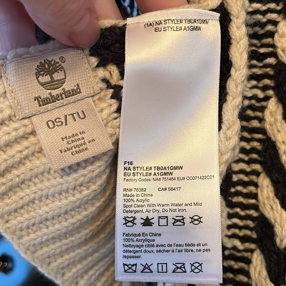 New TIMBERLAND navy blue ivory knit fall winter scarf woven soft warm cozy - Picture 4 of 6
